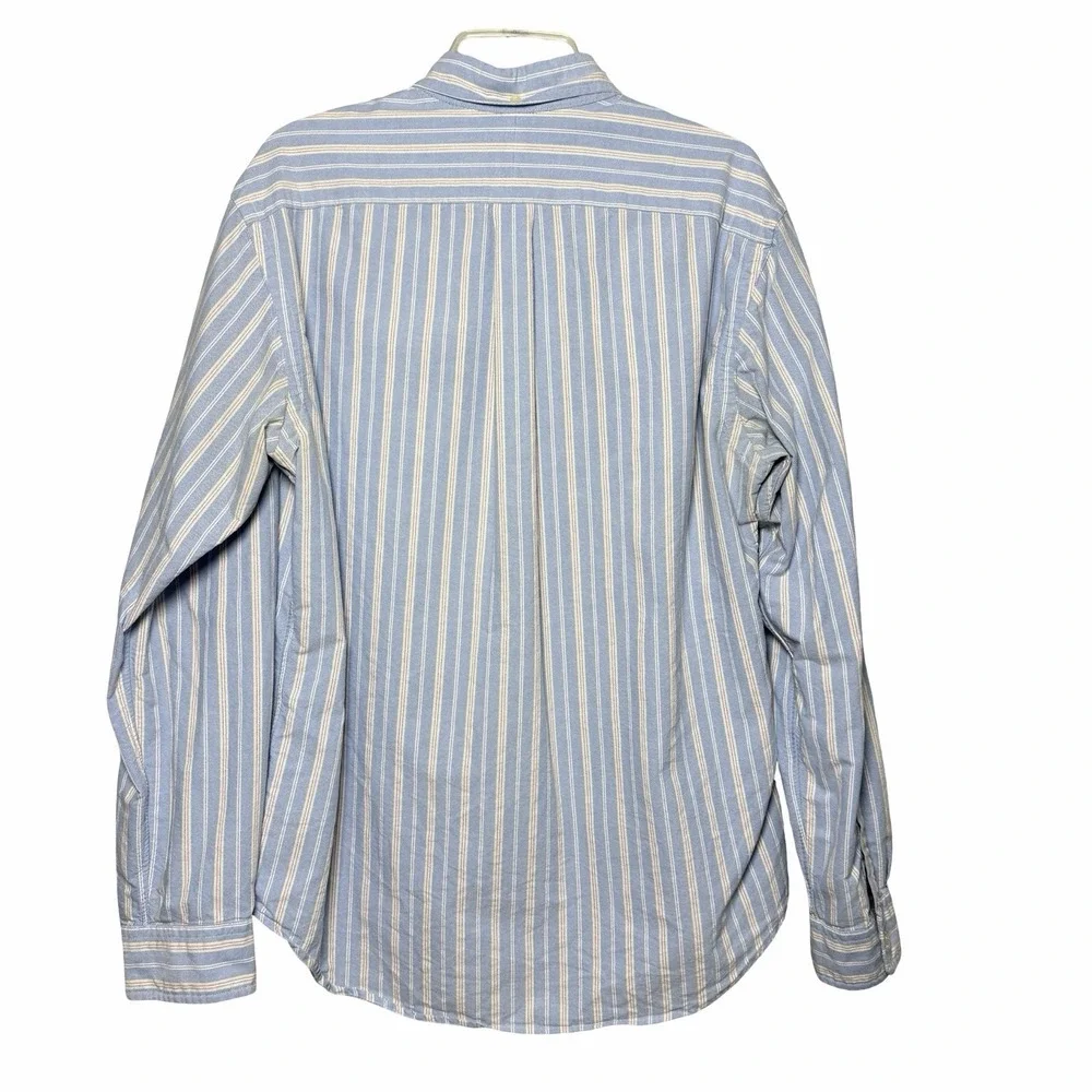 Polo Ralph Lauren Mens XL Slim Fit Oxford Shirt Blue Stripe Flesh Pony Preppy